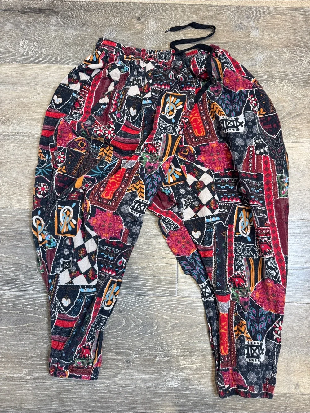 Men's Boho Patchwork Jogger Pants - Red Multi 1430